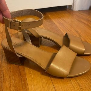 J. Crew Tan Leather Block Heel Sandal